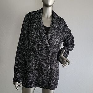 Eileen Fisher Classic Collar Tweedy Organic Cotton Knit Blazer Size Large